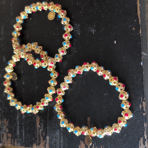 Red / Turquoise enamel Filigree Bracelets - Picture 2 of 4